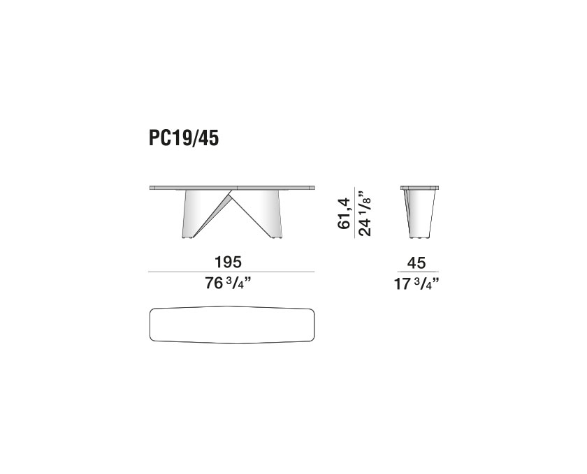 Penelope PC19-45 | Glossy lacquered structure and edge with wood top
