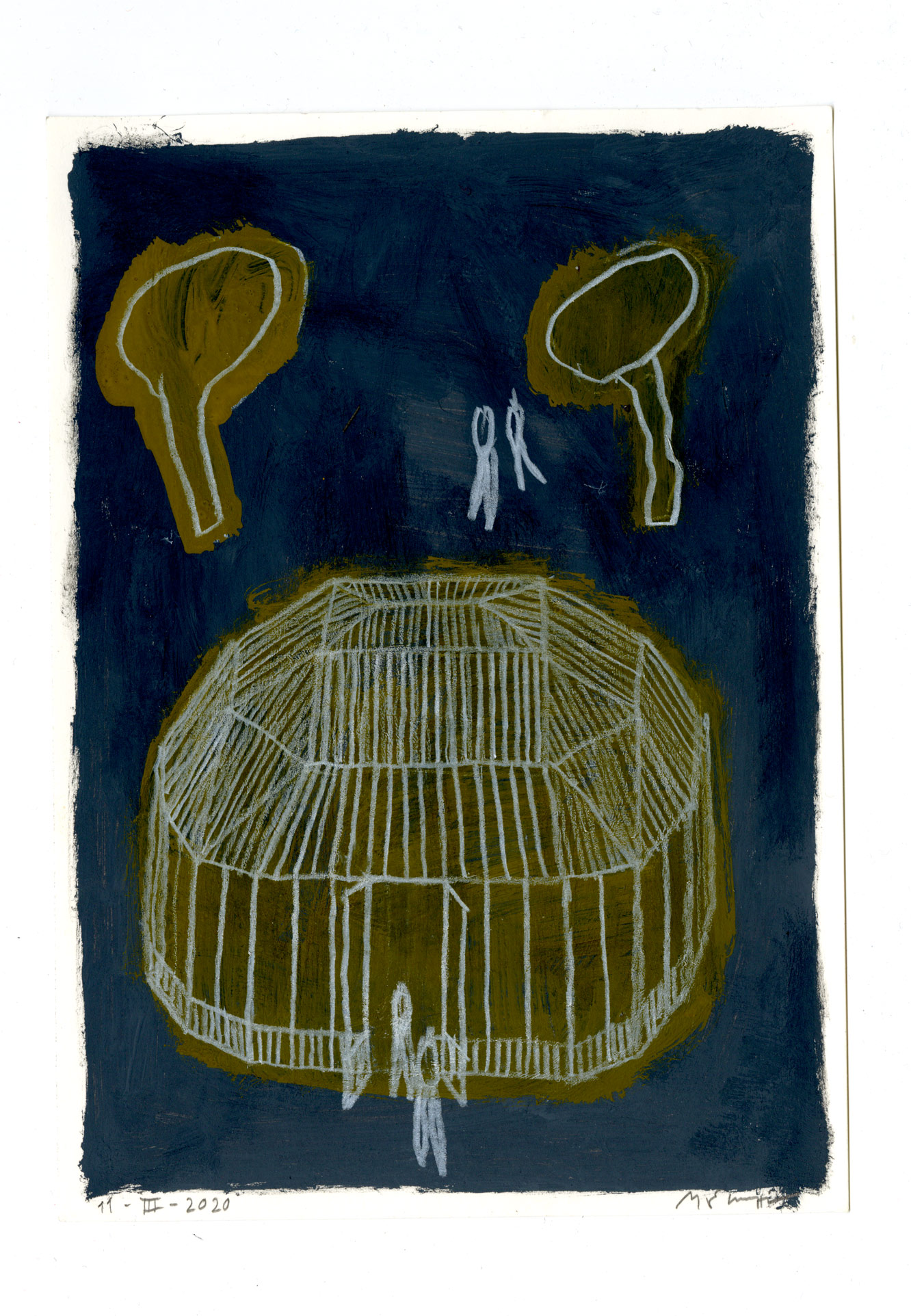 Cultivation Station, a 2020 drawing made from tempera and white pencil on paper. Image: Michele De Lucchi