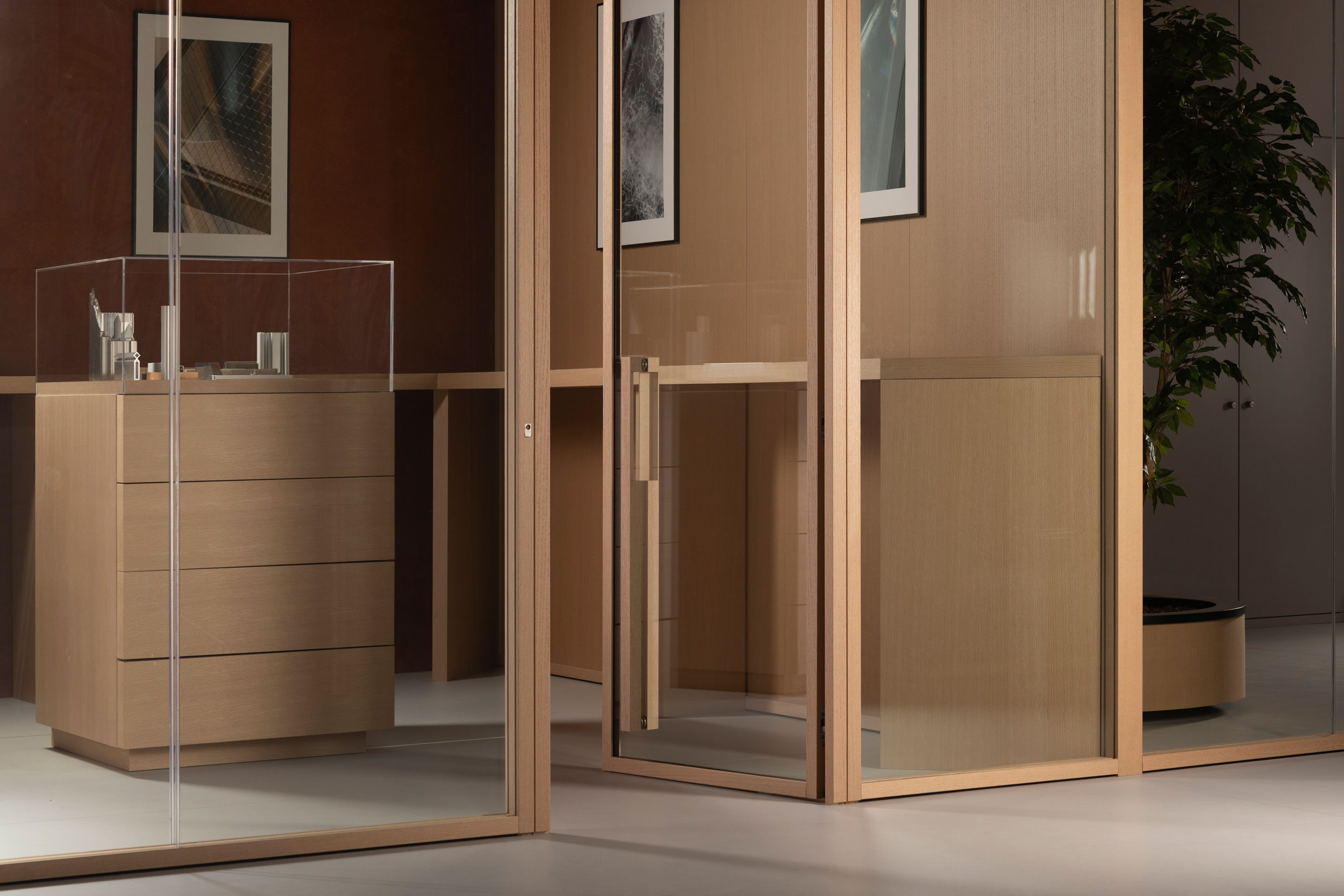 Detail of Wood Wall partition system in the new version of 105mm deep – ph. Daniela Trost