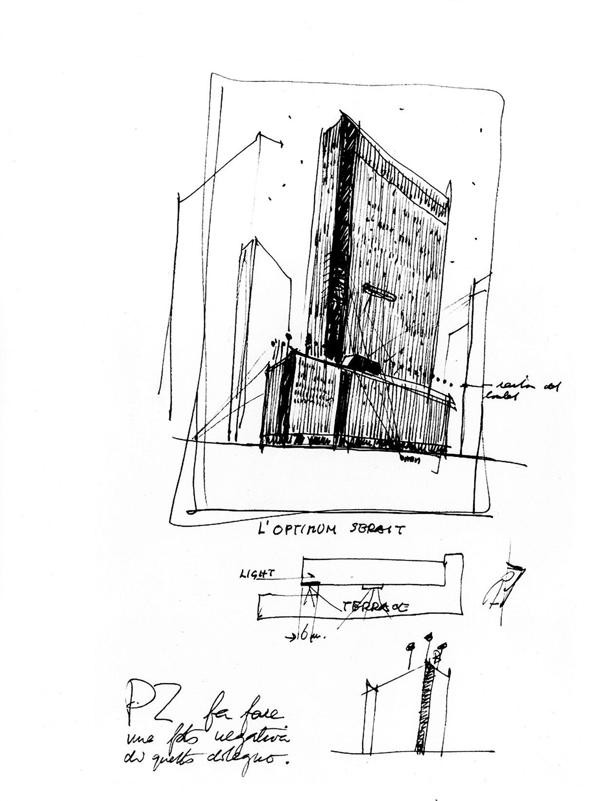 Gio Ponti’s drawing, Domus 383, October 1961; courtesy Gio Ponti Archives, CSAC Parma