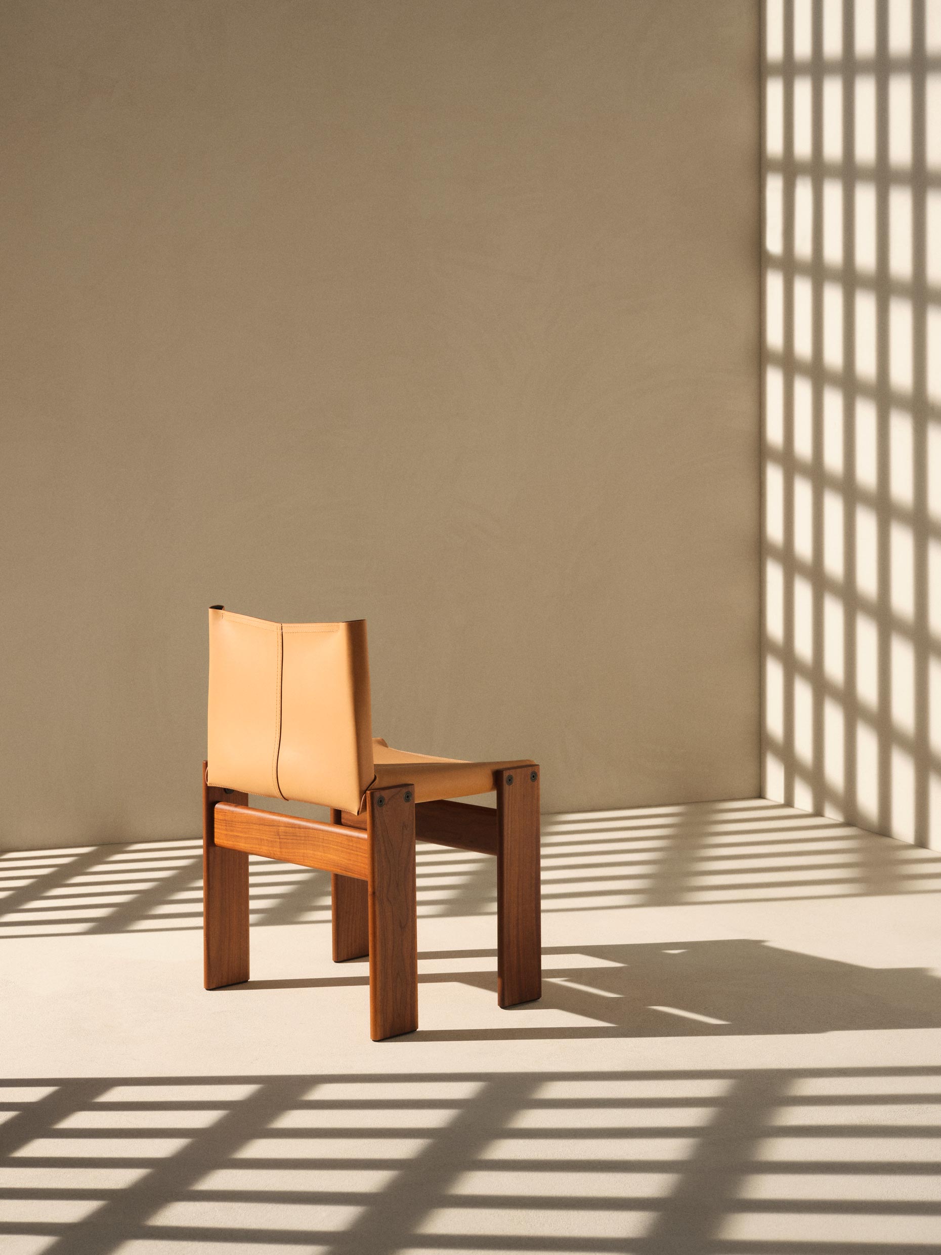 The 2025 re-edition of the Monk Chair by Tobia and Afra Scarpa. Photographs: Frederik Vercruysse